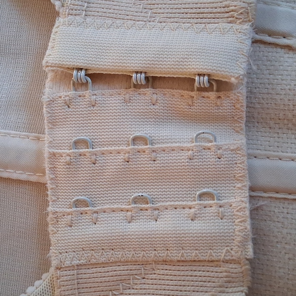 Vintage Carnival Cream Lace Trim Bodycon Strapless Push Up Corset Bustier 36B - Picture 6 of 10